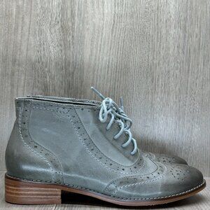 Mona Flying Boots Womens 37 US 6.5 Lace Up Brogue Wingtip Derby Leather Gray
